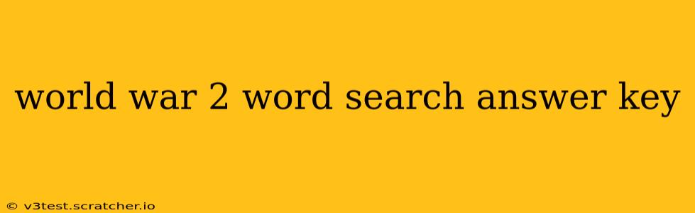 world war 2 word search answer key